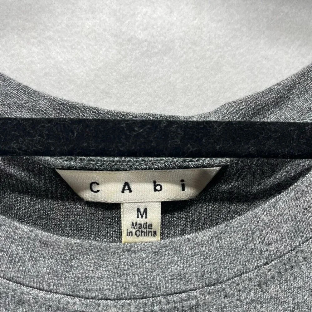 CAbi Top Womens Sz M Oversized Round Neck Long Sleeve Stretch Jersey Rayon Gray - Picture 7 of 11